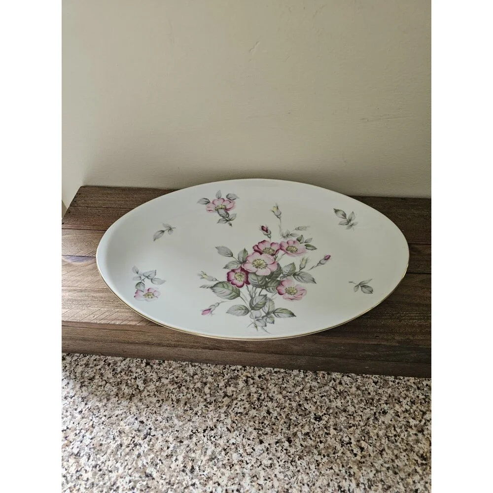 Harvan Fine China Oval Serving Platter Pattern Prim Rose 11.75 Inches